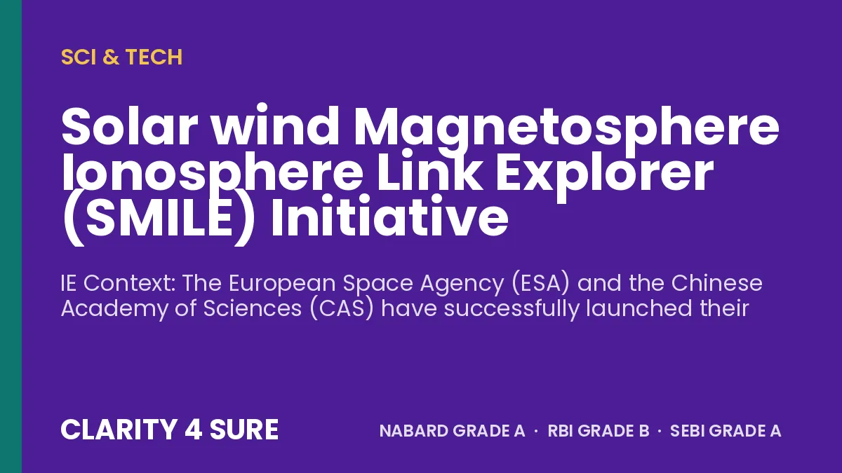 Solar wind Magnetosphere Ionosphere Link Explorer (SMILE) Initiative