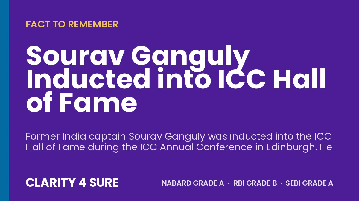 Sourav Ganguly Inducted into ICC Hall of Fame