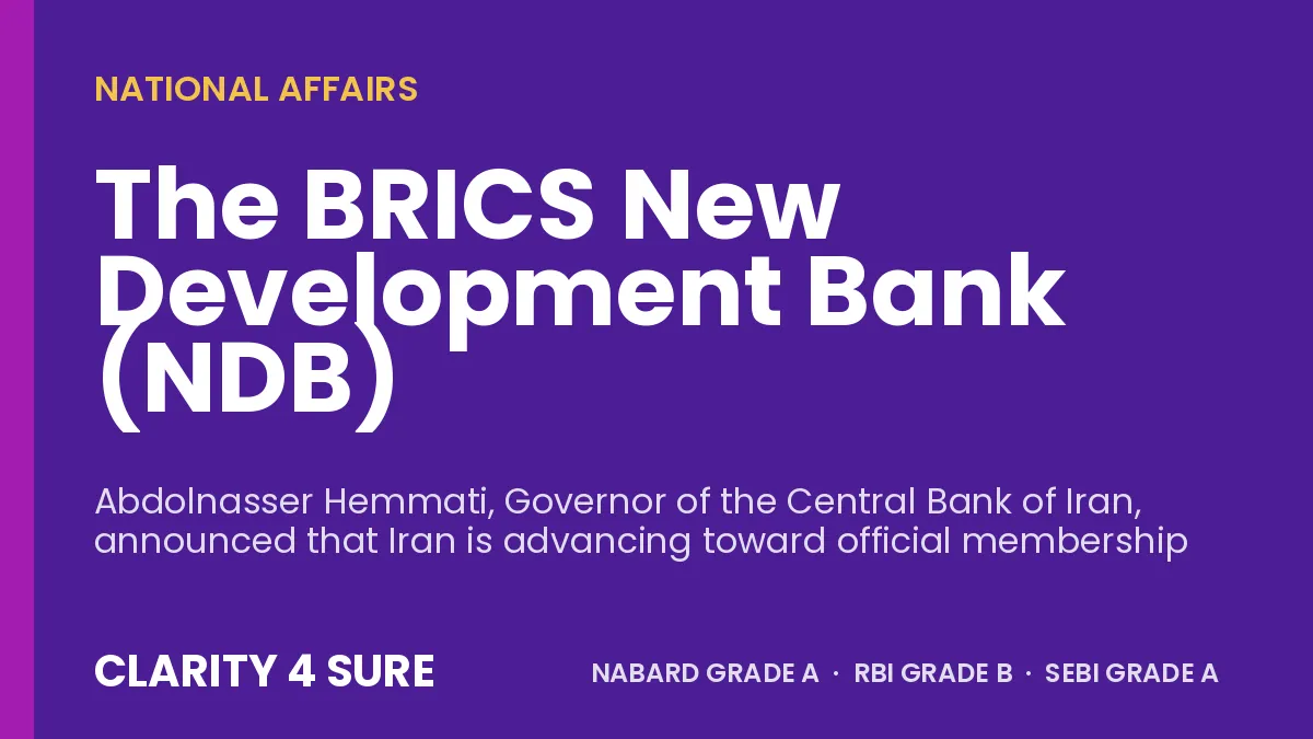 The BRICS New Development Bank (NDB)