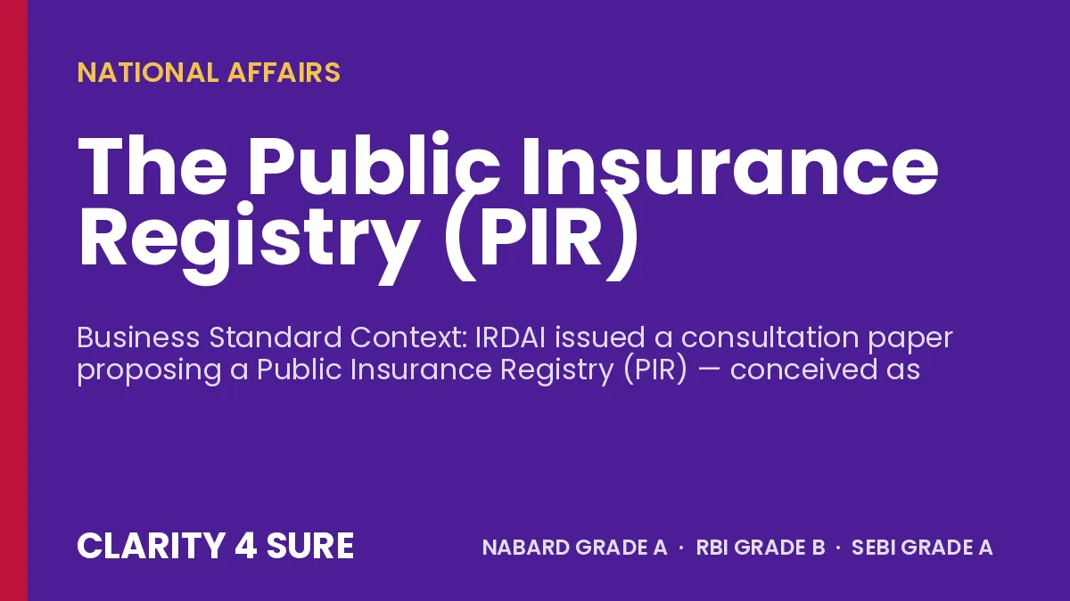 The Public Insurance Registry (PIR)