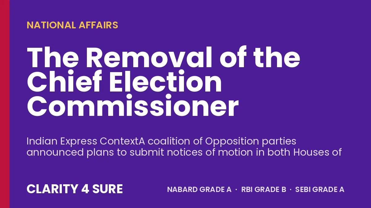 The Removal of the Chief Election Commissioner