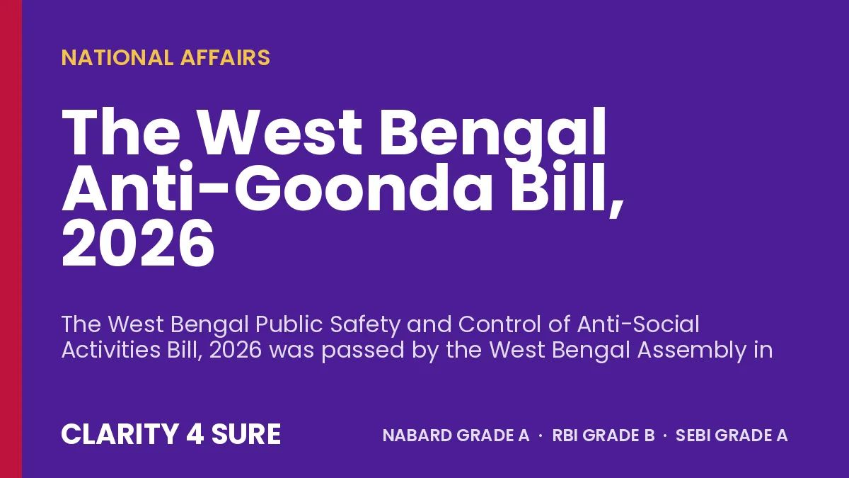 The West Bengal Anti-Goonda Bill, 2026