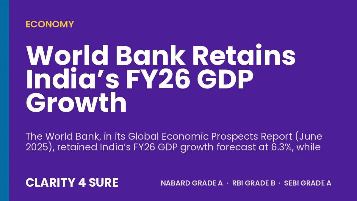 World Bank Retains India’s FY26 GDP Growth