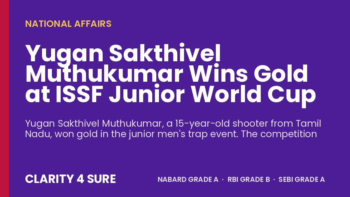 Yugan Sakthivel Muthukumar Wins Gold at ISSF Junior World Cup