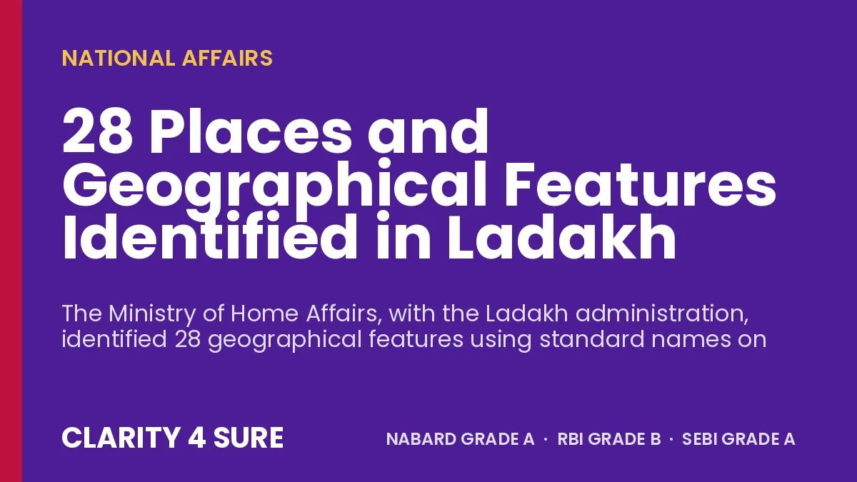 28 Places and Geographical Features Identified in Ladakh