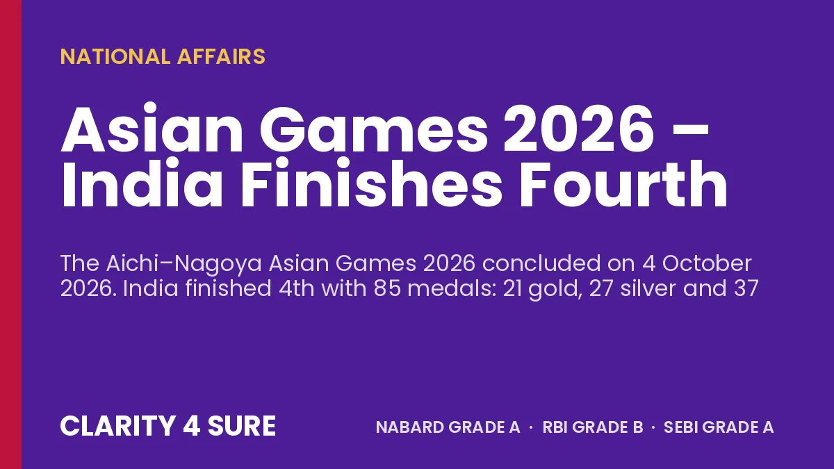 Asian Games 2026 – India Finishes Fourth