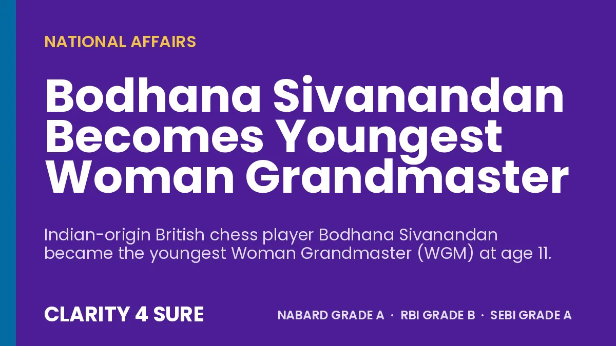 Bodhana Sivanandan Becomes Youngest Woman Grandmaster