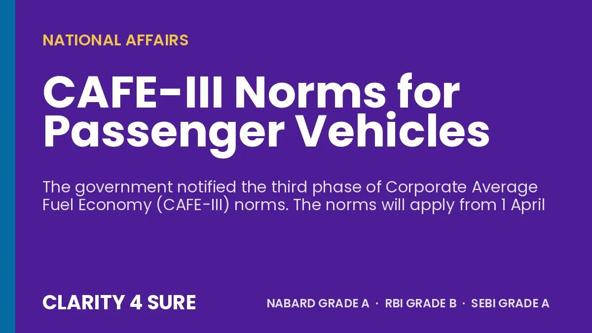 CAFE-III Norms for Passenger Vehicles