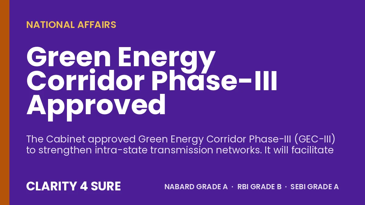 Green Energy Corridor Phase-III Approved
