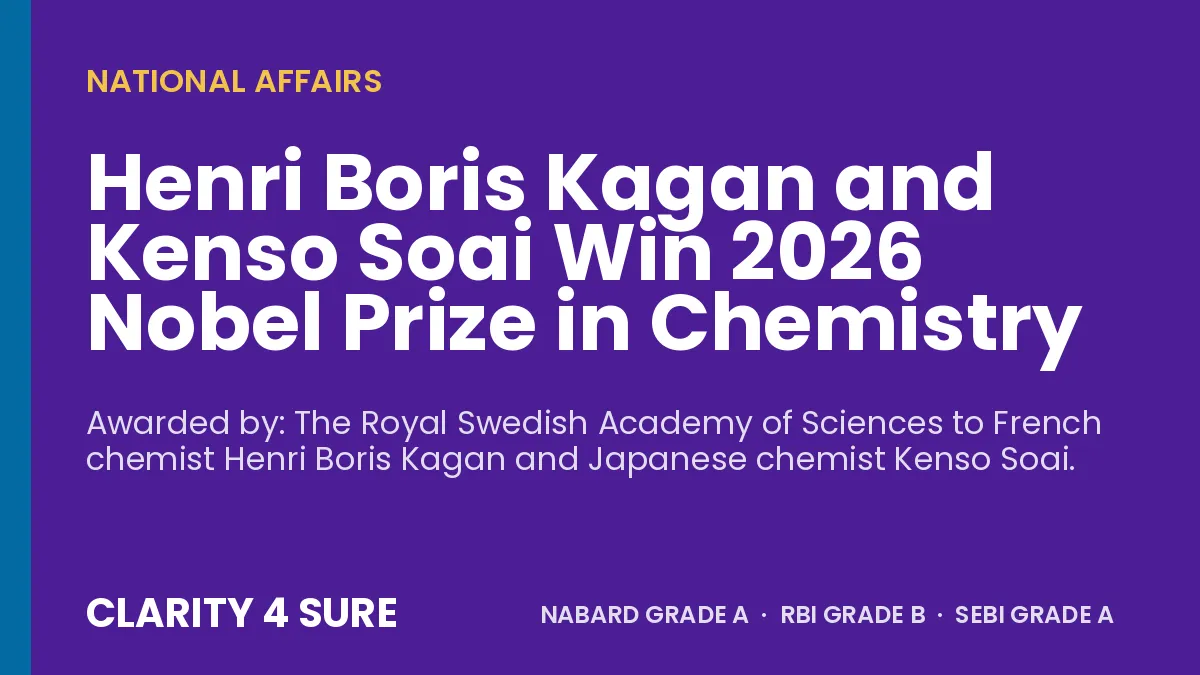 Henri Boris Kagan and Kenso Soai Win 2026 Nobel Prize in Chemistry