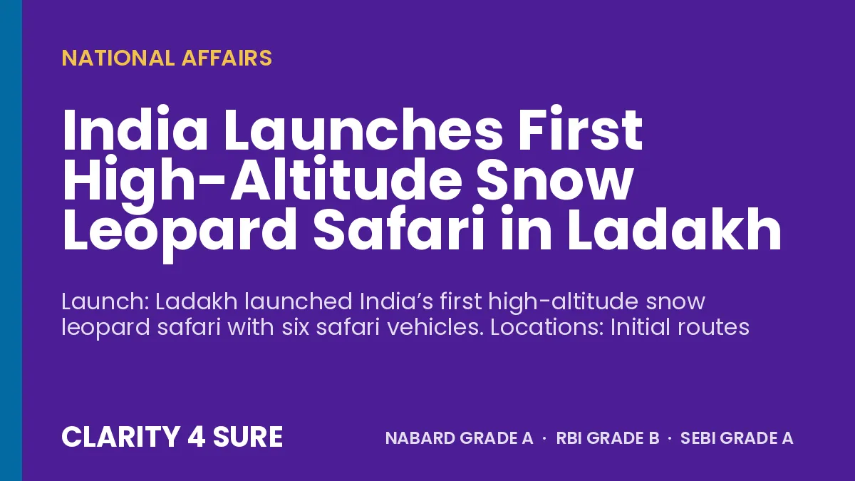 India Launches First High-Altitude Snow Leopard Safari in Ladakh