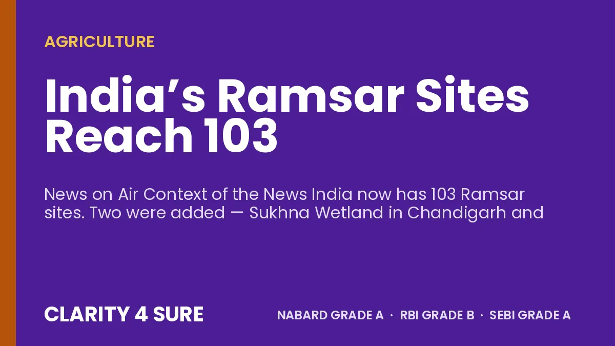 India’s Ramsar Sites Reach 103