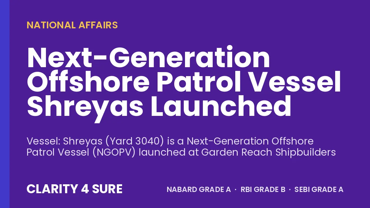 Next-Generation Offshore Patrol Vessel Shreyas Launched