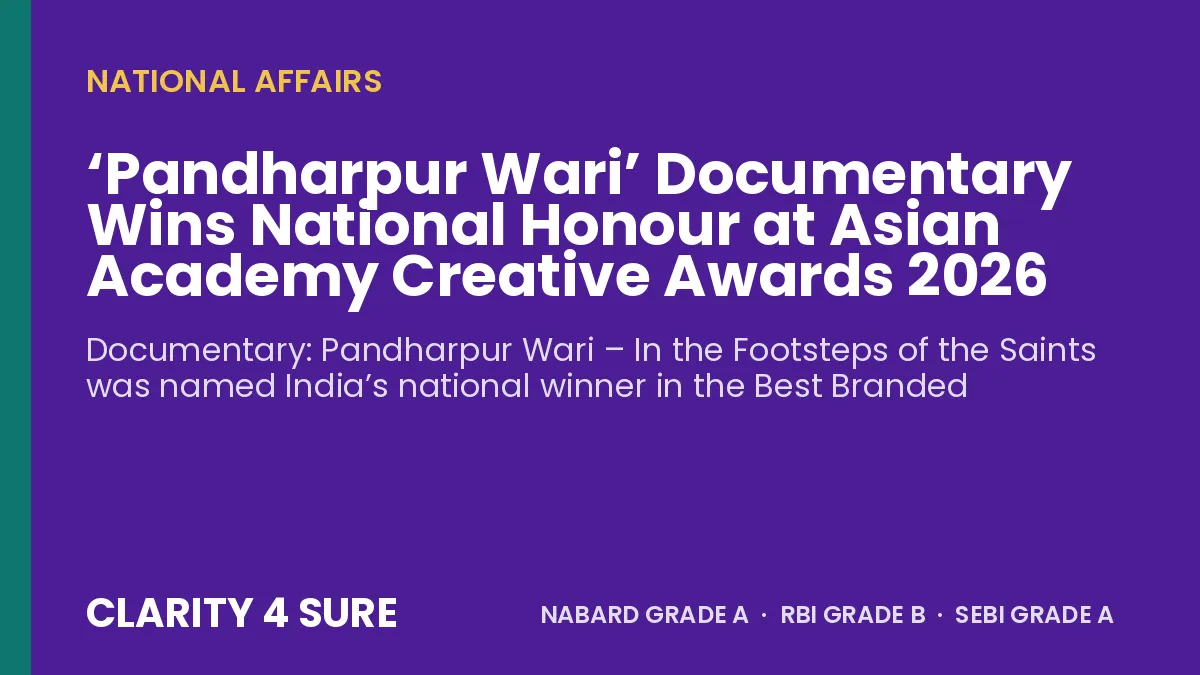 ‘Pandharpur Wari’ Documentary Wins National Honour at Asian Academy Creative Awards 2026