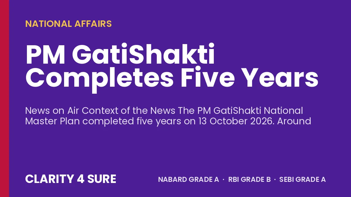 PM GatiShakti Completes Five Years