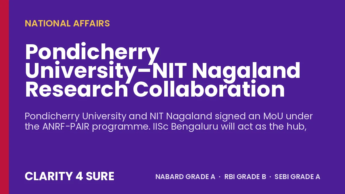 Pondicherry University–NIT Nagaland Research Collaboration