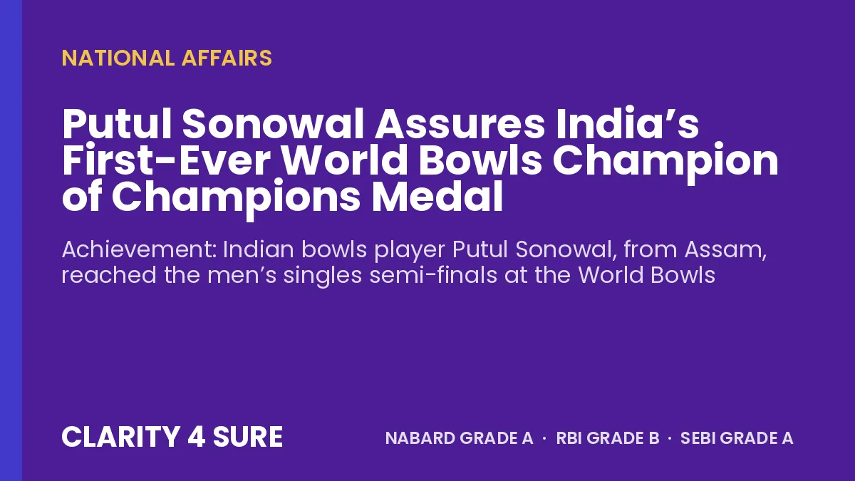 Putul Sonowal Assures  India’s  First-Ever World Bowls Champion of Champions Medal