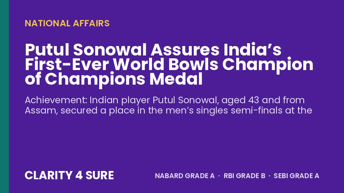 Putul Sonowal Assures India’s First-Ever World Bowls Champion of Champions Medal