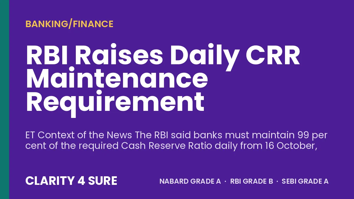 RBI Raises Daily CRR Maintenance Requirement