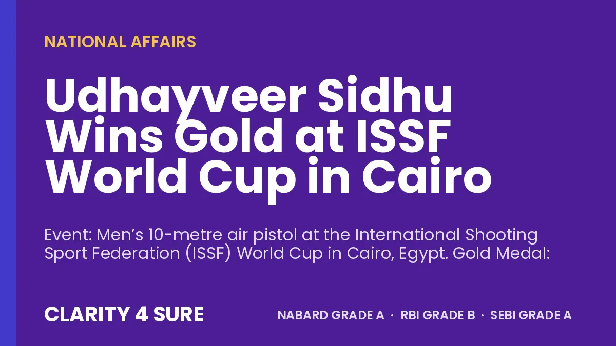 Udhayveer Sidhu Wins Gold at ISSF World Cup in Cairo