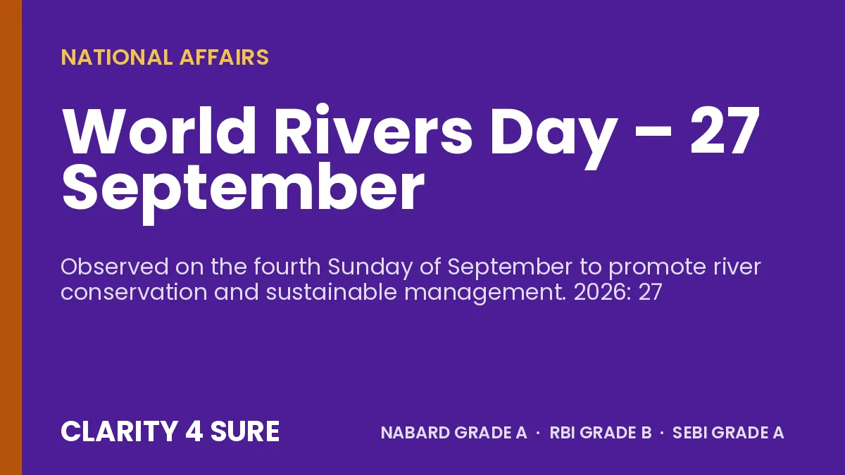 World Rivers Day – 27 September